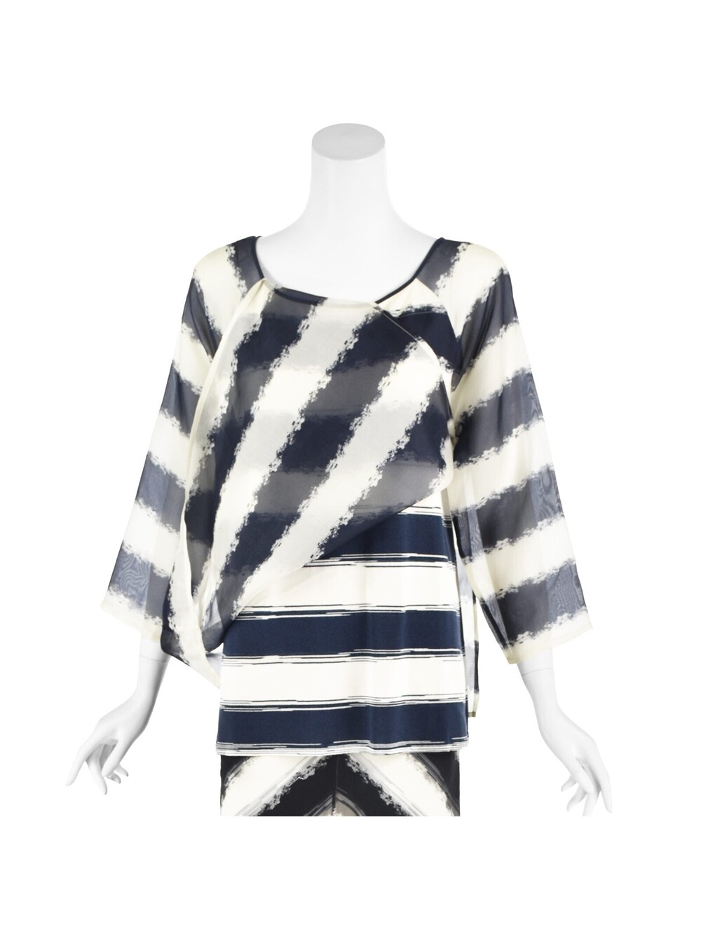 GIANFRANCO FERRÉ c.1999 Navy & White Striped Two-Piece Mini & Maxi Ensemble NWOT - Picture 8 of 13